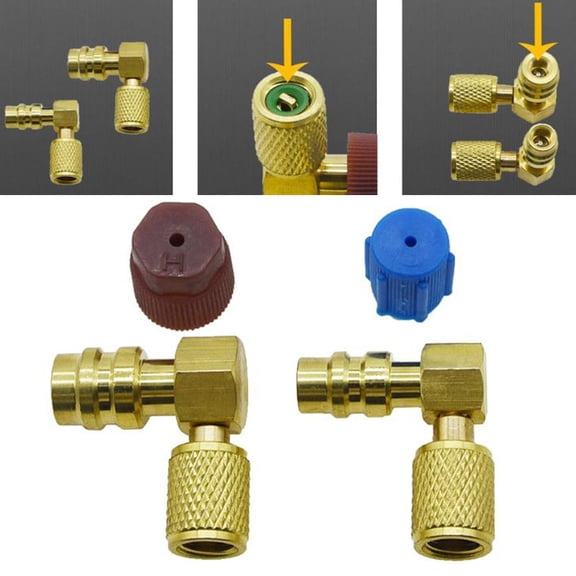 R12 To R134a AC Conversion Kit, 1/4 SAE Brass High Low Side Port Adapter, 16Mm HD 13Mm LD Retrofit Connector For Vehicle Air Conditioning System