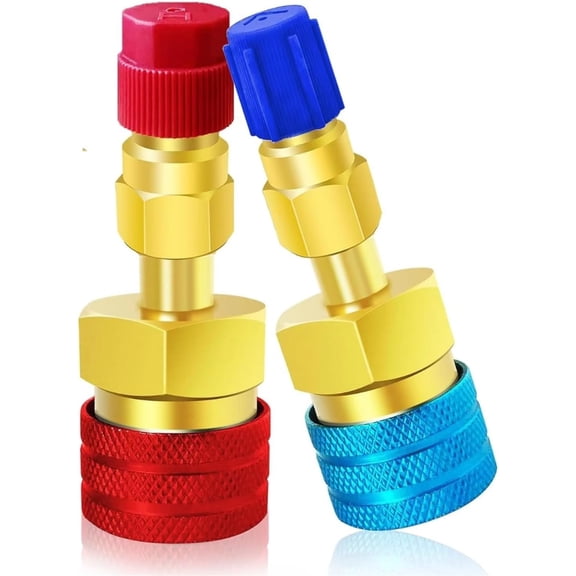 R1234YF Adapter, 2PCS R1234yf to R134a Adapter Quick Coupler High/Low Side Connector Conversion Kit for R1234yf/R134a Automotive Air Conditioning Refrigerant System Charging
