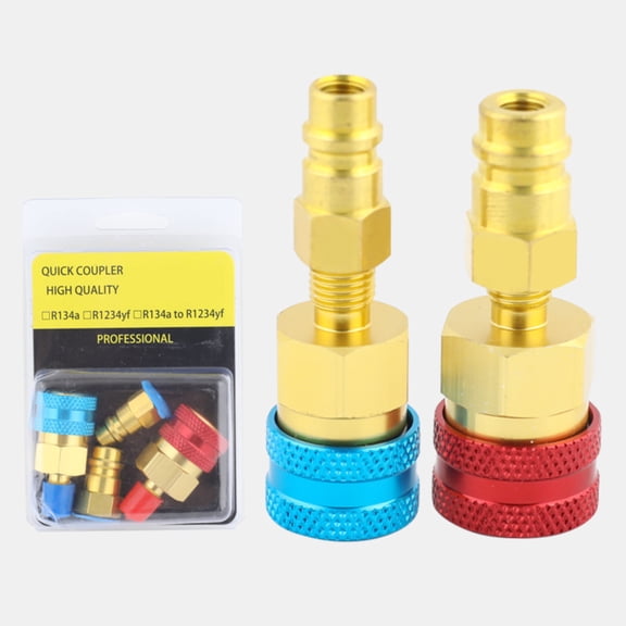 R1234YF to R134A Adapter Kit, Quick Coupler for AC Charging Hose, High Low Side Connector Conversion Set