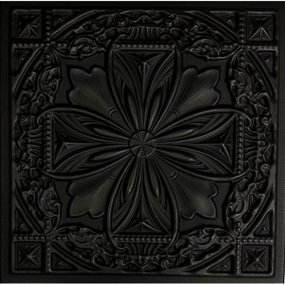 R124 - Lucass Shield Foam Glue-up Ceiling Tile in Black Matte (21.6 Sq.ft / Pack) - 8 Pieces