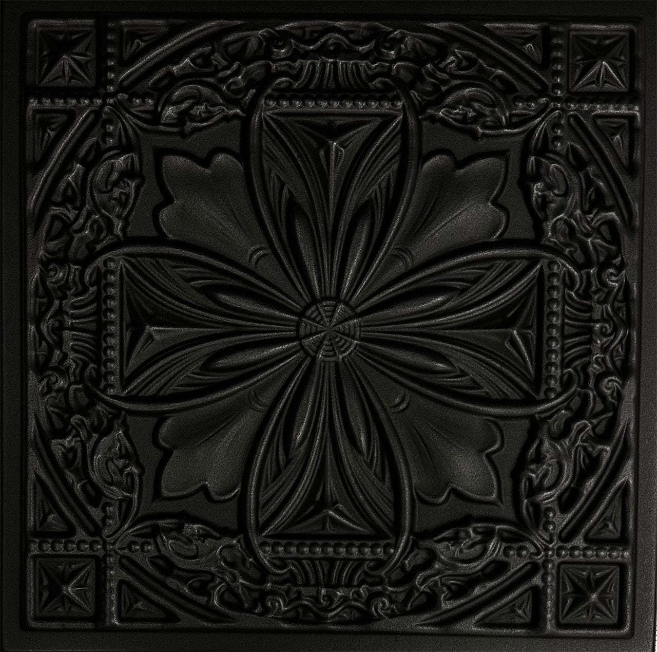 Lucas's Shield Black Matte Textured Polystyrene Ceiling Tile