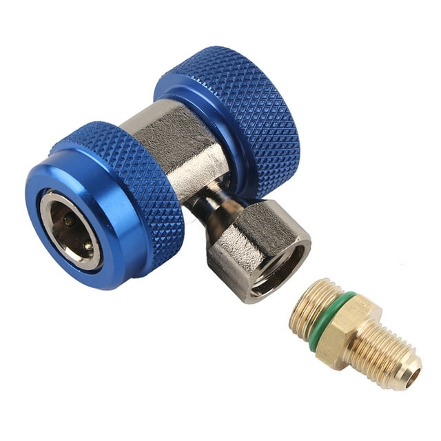 R134 Quick Coupler Adapter, AC Low High Quick Connector Conditioning Extractor Valve Core, AC Hose Fittings[Blue low pressure]
