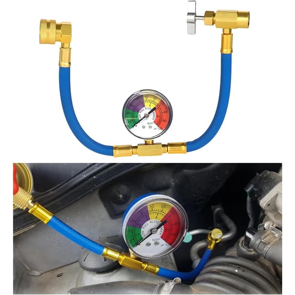 R134A AC Refrigerant Charge Hose Kit, 1/2" Can Opener Recharge Hoses with Pressure Gauge, Charge Hose for Car Home Air Conditioning Refrigerant System, Car Accessories