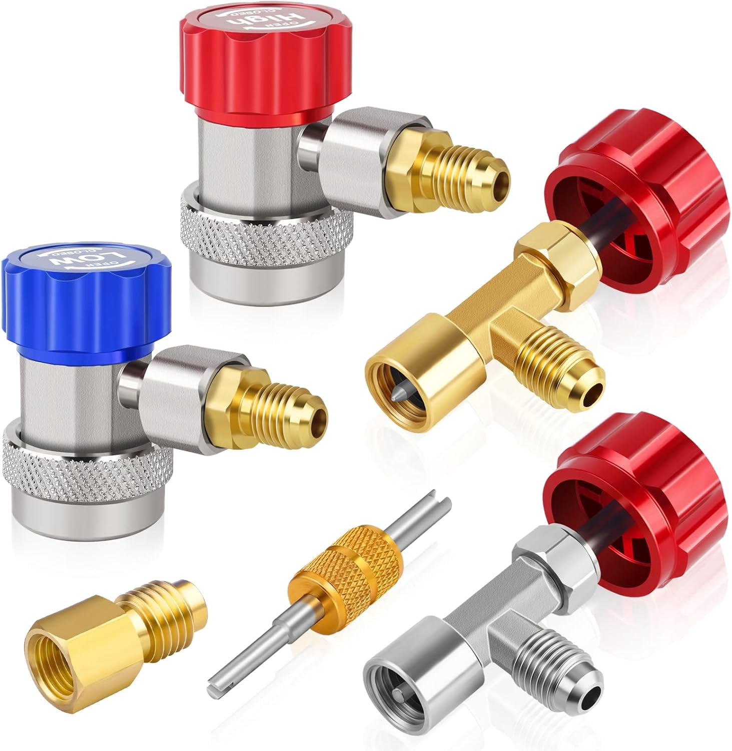 R134A Adapters Kit, Quick Couplers with Self Sealing & Puncture Can ...