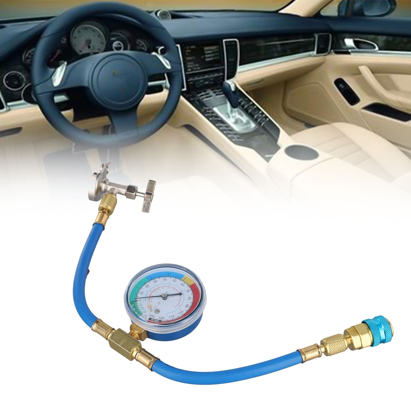 R134A Air Conditioner Gas Cooler With Pressure Gauge RefrigerantCharging Hose Gas Refill For Car