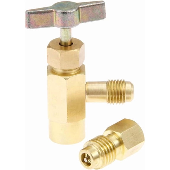 R134a A/C Refrigerant Can Tap, Puncture Style Valve Bottle Opener with 1/4" SAE Female to 1/2" Male Adapter, R134a Refrigerant Recharge Dispenser Kit for Refilling Auto AC System