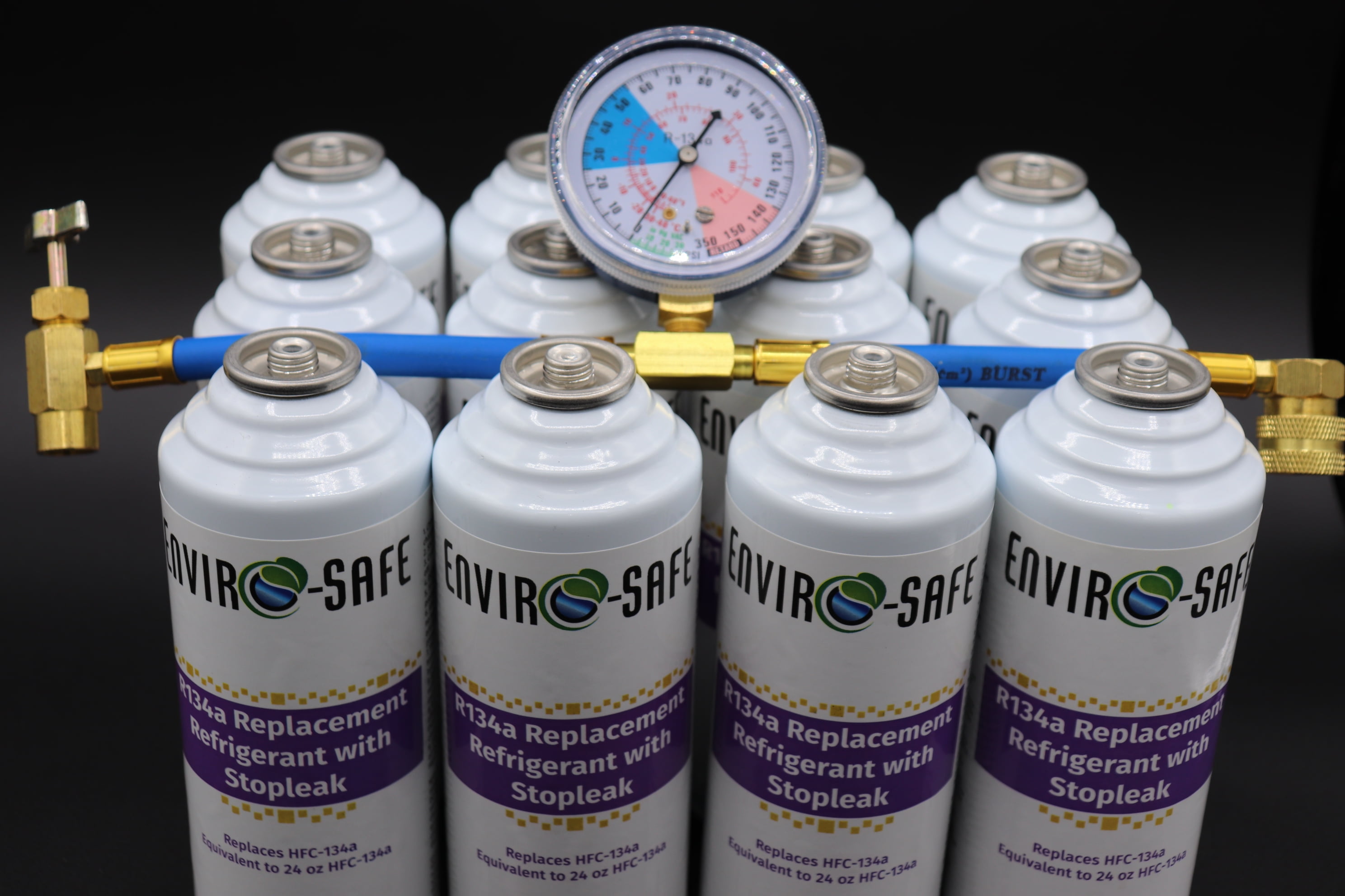 EnviroSafe R134a Replacement Refrigerant with Stop Leak 8 oz Automotive Refrigerant (12 Pack)