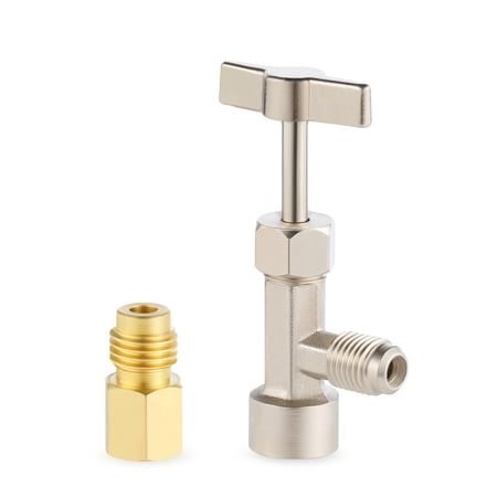 R134a Self Sealing Can Tap, Self-Sealing Can Opener for R134a Refrigerant Self-Sealing Cans, with Tank Adapter for 1/4" and 1/2" AC Charging Hoses for Refilling Automotive AC System