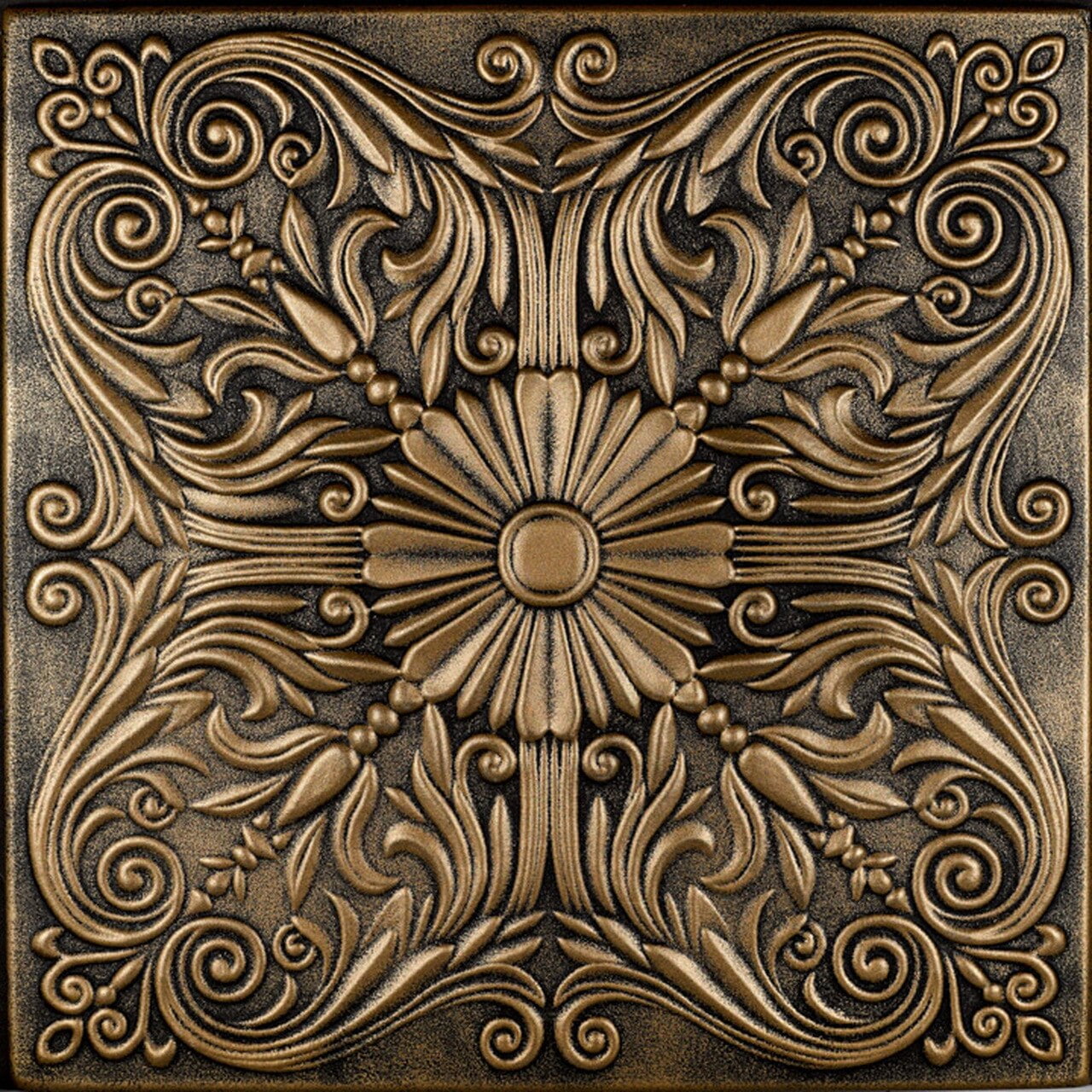 Antique Brass Victorian Faux Tin Glue-Up Ceiling Tile