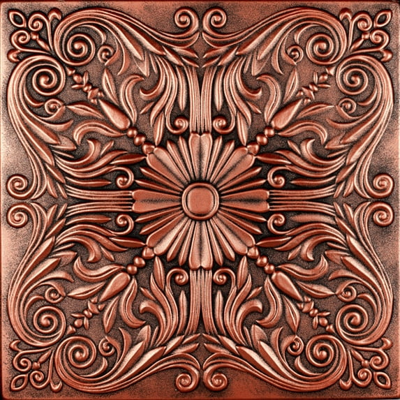 R139 - Spanish Silver Foam Glue-up Ceiling Tile in Antique Copper (259.2 Sq.ft / Pack) - 96 Pieces