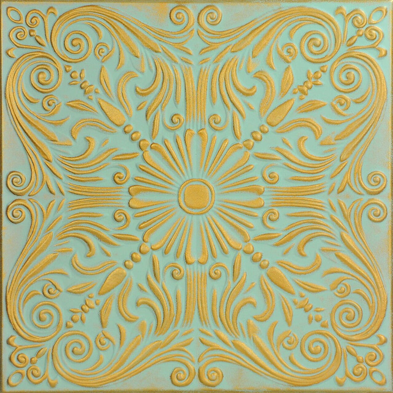 Gold Moss Faux Tin Victorian Glue-Up Ceiling Tile