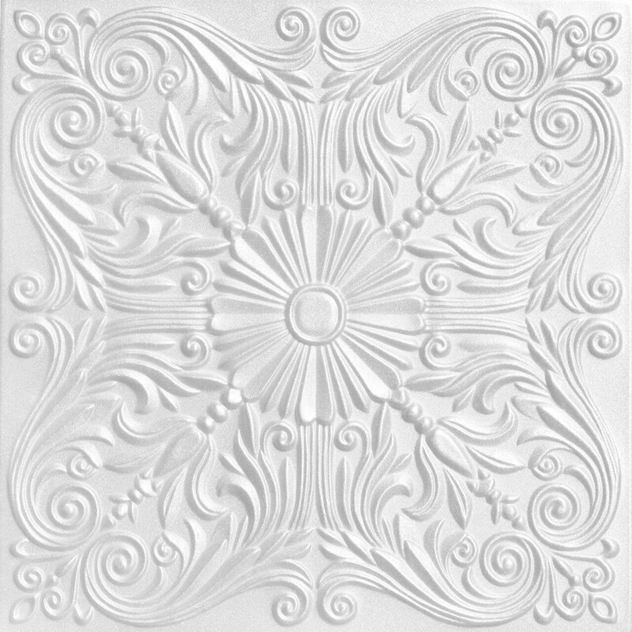 Victorian Dove White Faux Tin Glue-Up Ceiling Tile
