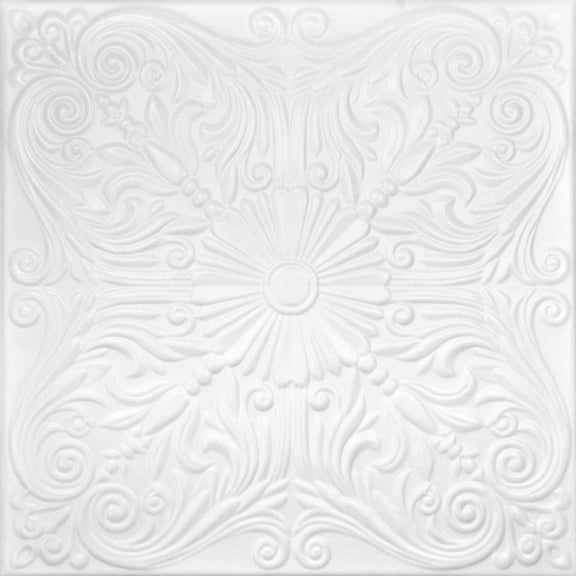 R139 - Spanish Silver Foam Glue-up Ceiling Tile in Ultra Pure White - Satin (Behr) (129.6 Sq.ft / Pack) - 48 Pieces