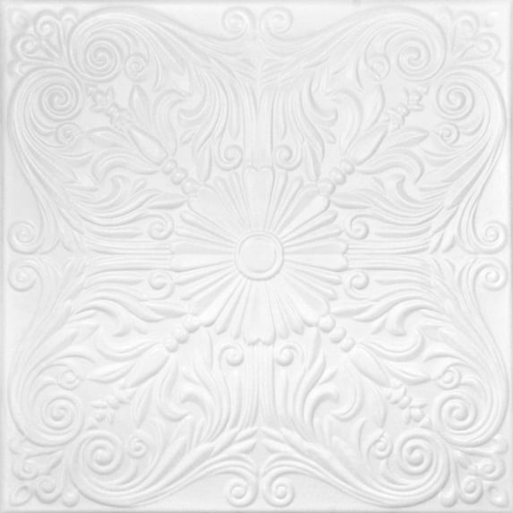 R139 - Spanish Silver Foam Glue-up Ceiling Tile in Ultra Pure White - Satin (Behr) (129.6 Sq.ft / Pack) - 48 Pieces