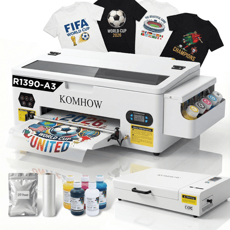R1390 DTF Printer - A3 Tshirt Printing Machine, Direct to Film Heat Transfer Printer with White Ink Circulation System, DIY Print for Clothing(Includes Oven)