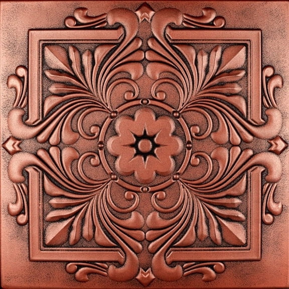 R14-Victorian Foam Glue-up Ceiling Tile in Antique Copper (259.2 Sq.ft / Pack) - 96 Pieces