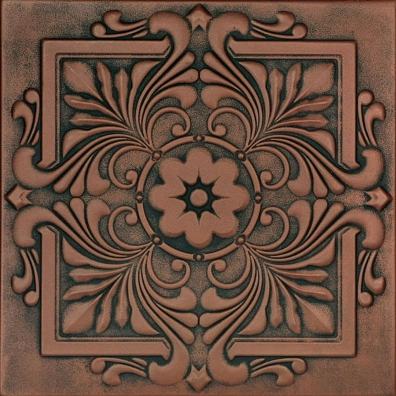 R14-Victorian Foam Glue-up Ceiling Tile in Antique Copper Orange (129.6 Sq.ft / Pack) - 48 Pieces