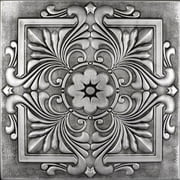 R14-Victorian Foam Glue-up Ceiling Tile in Antique Silver (129.6 Sq.ft / Pack) - 48 Pieces