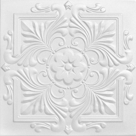 R14 - Victorian Foam Glue-up Ceiling Tile in Plain White (21.6 Sq.ft / Pack) - 8 Pieces