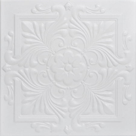 R14-Victorian Foam Glue-up Ceiling Tile in White Heron (21.6 Sq.ft / Pack) - 8 Pieces
