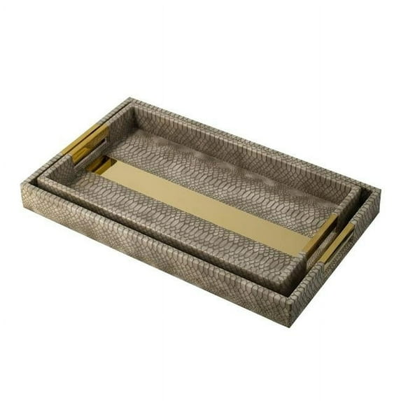 R16 HOME 45471 Snake Skin Tray, Multi Color - Set of 2