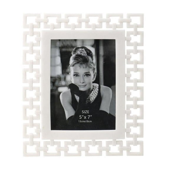 R16 HOME 46956 Geo Chain Photo Frame, White - Resin