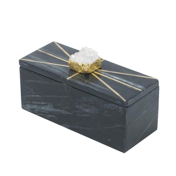 R16 HOME 72182-DS Black Marble Box W Amethyst