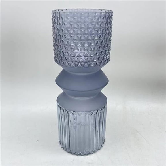 R16 Home 14697-03 12 in. Glass Mallet Vase, Smoke Grey
