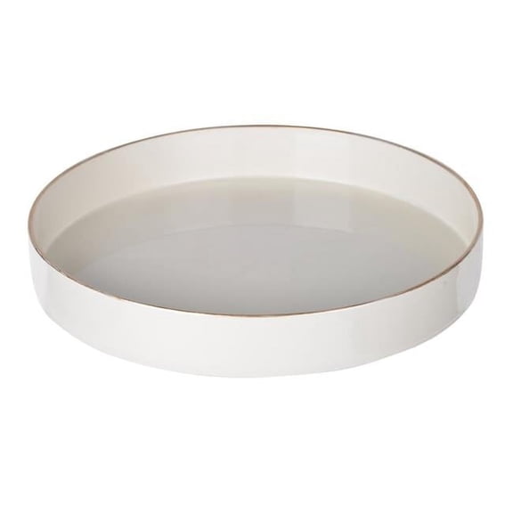 R16 Home 42537-WHIT Glossy White & Gold Trim Mimosa Tray