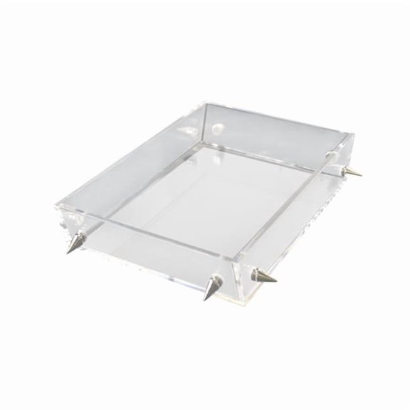 R16 Home Furniture LST01-CS Lucite Small Stud Tray, Clear & Silver