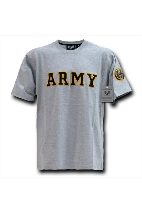 R17-ARM-HGR-04 Applique Text T-Shirt, Army, Grey, Extra Large