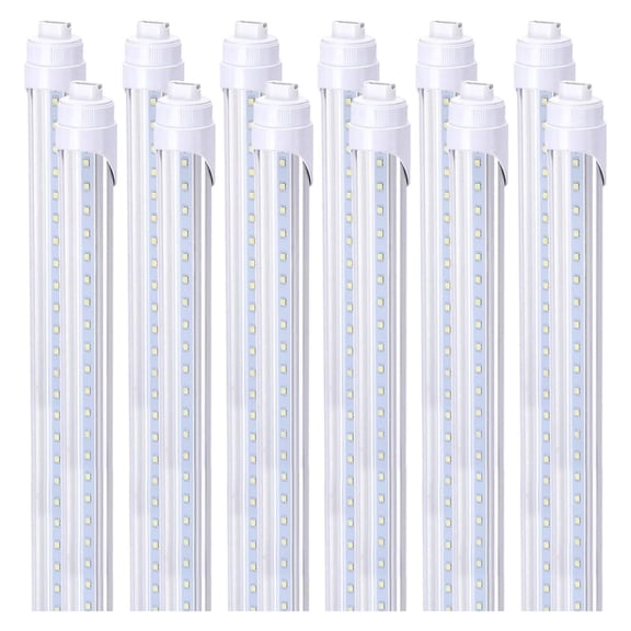 R17D/HO 8FT LED Light Bulb, 2 Pin, LED Tubes 45W (110w Equivalent), Rotate, 6000K Cool White, 5400LM, T8/T10/T12 Dual Ended Power, Ballast Bypass, F96T12/CW/HO LED Replacement Bulb (12-Pack)