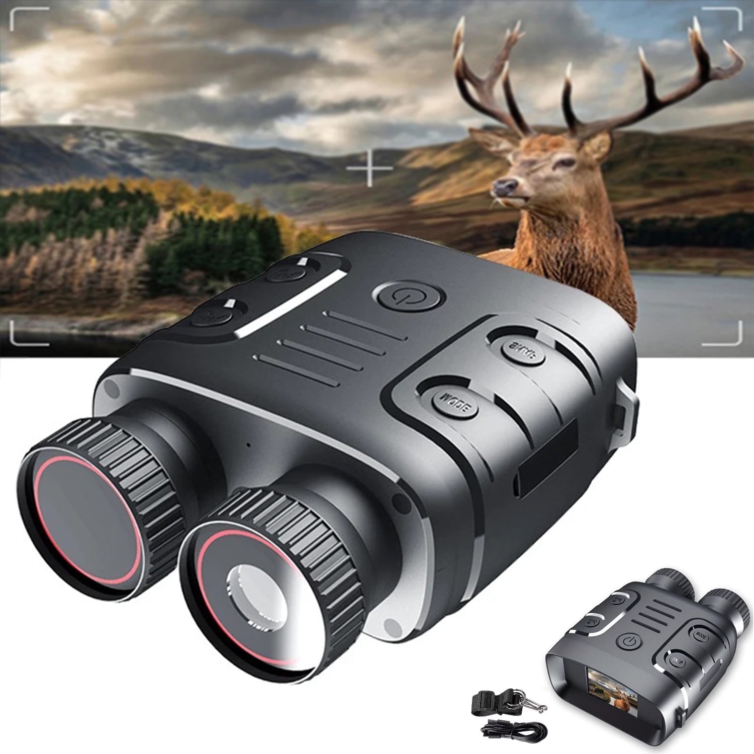 Night Vision Binoculars, 1080p IR Night Vision 5X Digital Zoom Night Vision Lens, Suitable for Night Observation and Traveling
