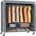 R1C Rolling with Cover Portable Closet for Hanging Clothes Heavy Duty