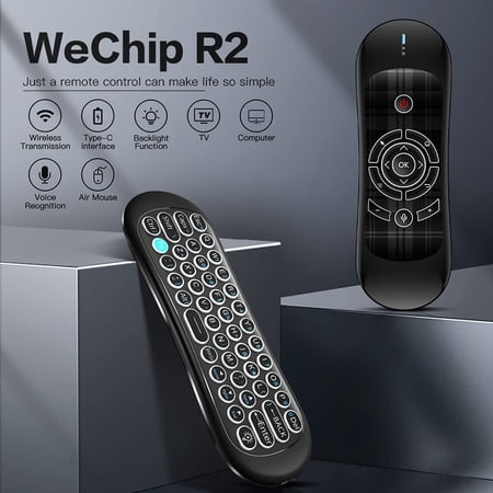 R2 Air Remote,2.4G Wireless Backlit Voice Remote with Keyboard, for Android TV Box/PC/Projector/HTPC(Not