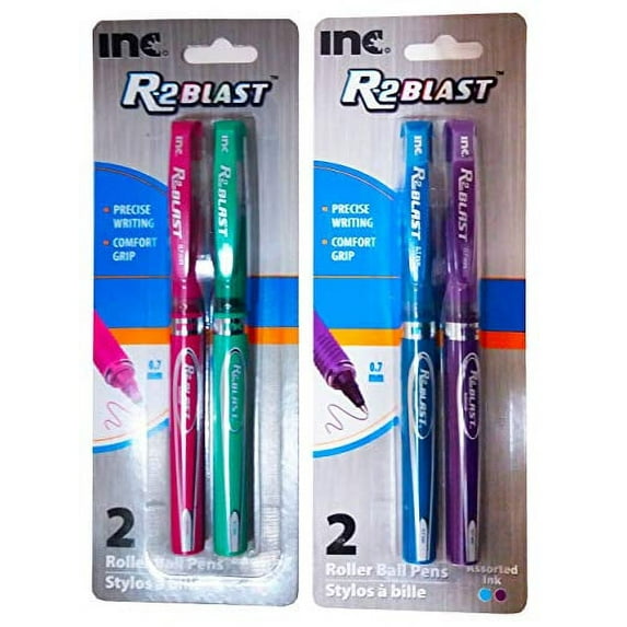 R2 Blast Gel Rollerball 0.7mm Colored Gel Pen Set: 4 Items Including Gel Pens in the Following Colors: Pink Purple Green Blue (4 Pens Total)