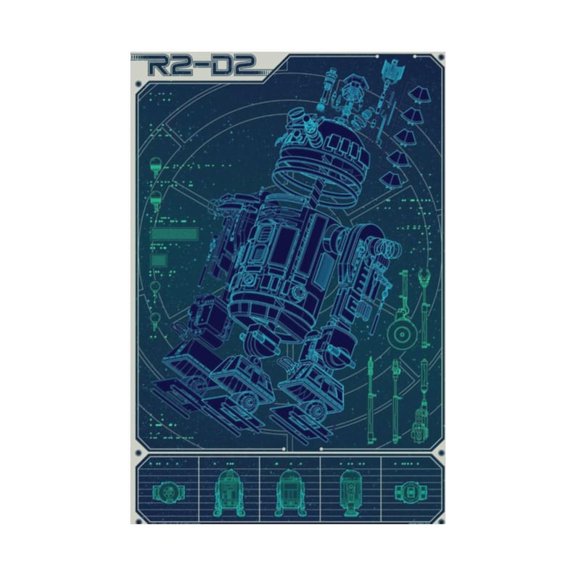 R2-D2 Blueprint Poster Unframe Size 24''x36'' GooGate