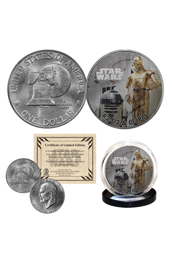 R2-D2 / C-3PO - STAR WARS Officially Licensed 1976 Eisenhower IKE Dollar Coin