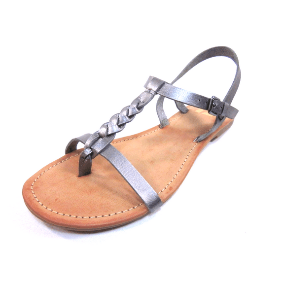 R2 FOOTWEAR WOMEN'S CAYMAN T-STRAP THONG FASHION SANDALS,PEWTER, US SIZE 8.5,MEDIUM
