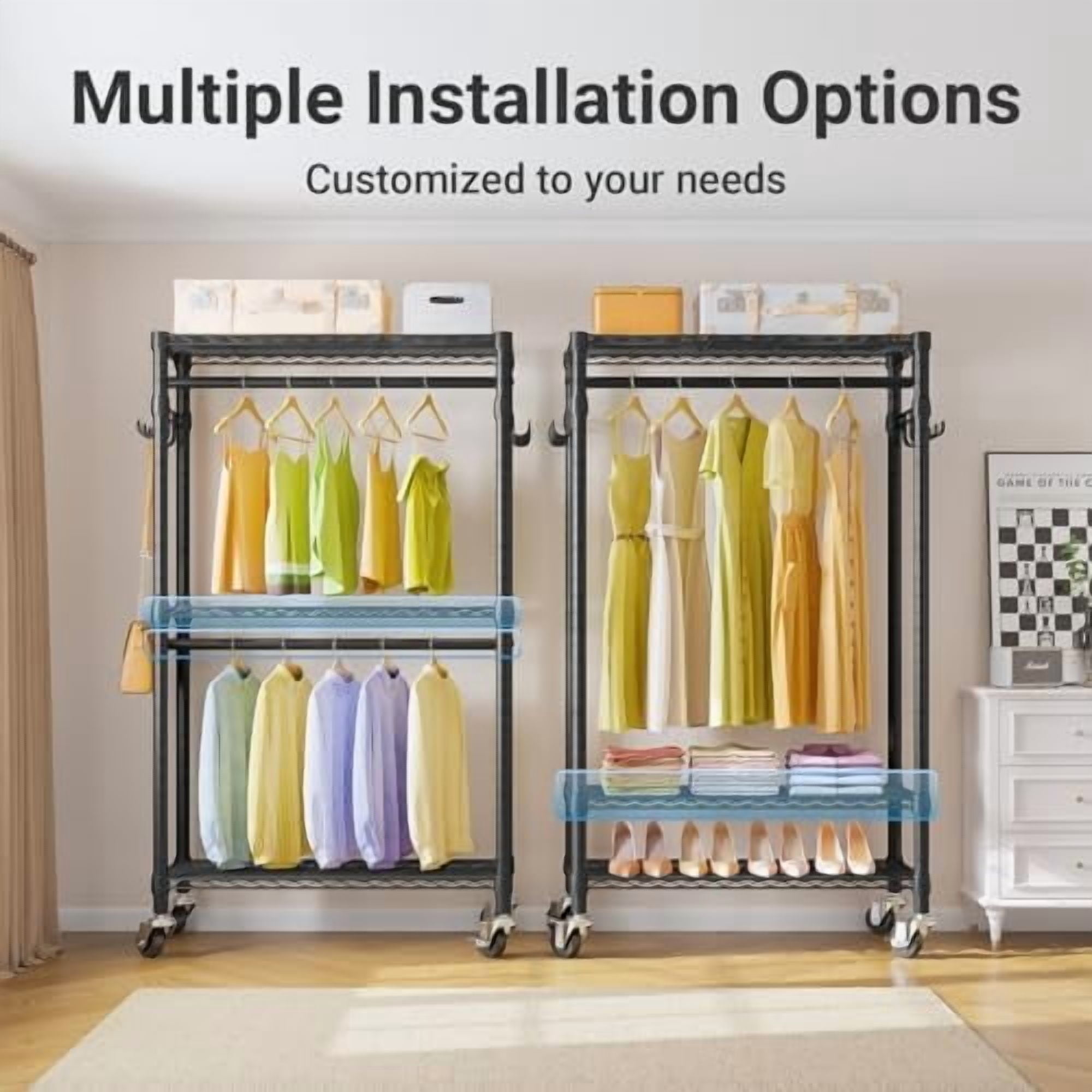 R2 Mini Rolling Clothes Rack Heavy Duty Clothing Rack for Hanging ...