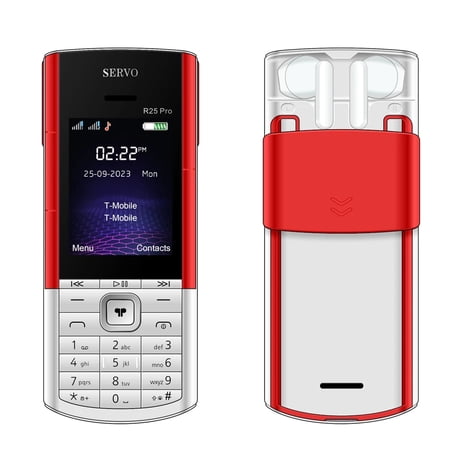R25 PRO Button Mobile Phone 2G GSM Bluetooth Dialing Call Recorder Blacklist 2.4" Display Cellphone Built-in TWS Earphones
