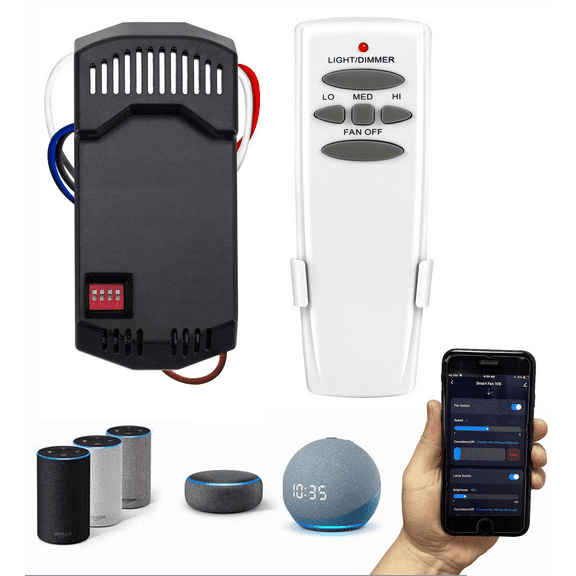 R28HD5 WIFI Universal Smart WiFi Ceiling Fan Remote Control Kit, Compatible with Alexa, Google Assistant and Smart Life, No Hub Required DIMMER