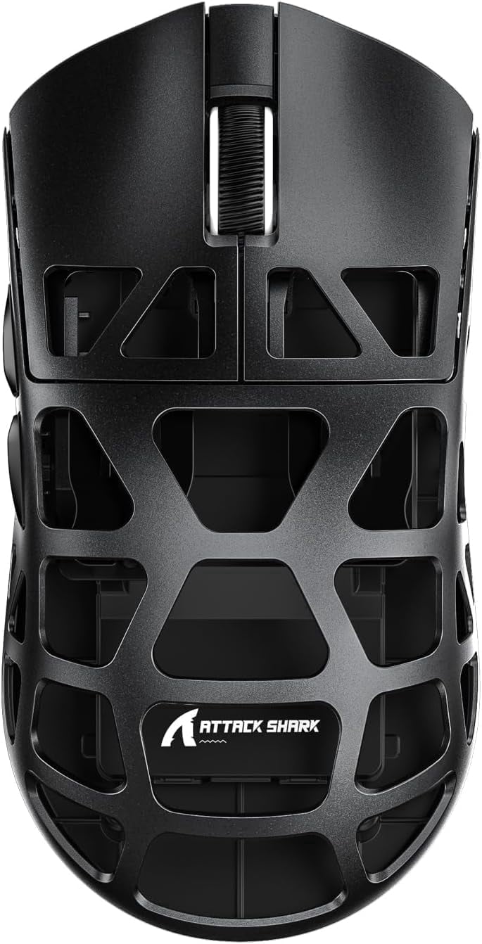 ATTACK SHARK R3 46g Superlight Magnesium Alloy Wireless Gaming Mouse, BT/2.4Ghz/Wired Computer Mouse, 8000Hz Wireless Polling Rate, PAW3395 26K DPI Optical Sensor Programmable Mice for Win/Mac(Black)