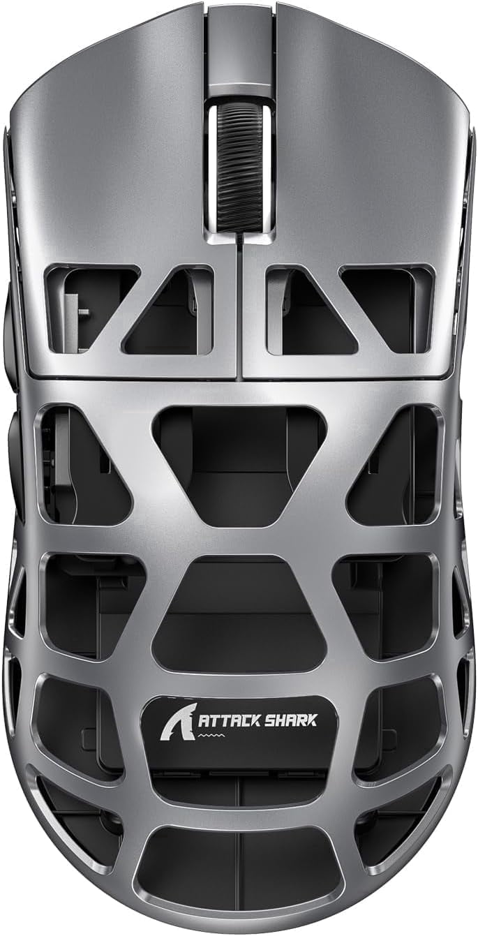 ATTACK SHARK R3 46g Superlight Magnesium Alloy Wireless Gaming Mouse, BT/2.4Ghz/Wired Computer Mouse, 8000Hz Wireless Polling Rate, PAW3395 26K DPI Optical Sensor Programmable Mice for Win/Mac(Gray)