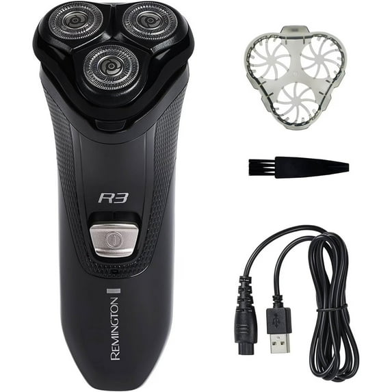 REMINGTON R3 Style Series Men's Rotary Shaver, Wet/Dry Rechargeable, Flexing Tech & Trimmer