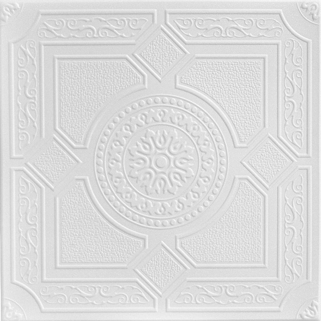 Kensington Gardens White Polystyrene Glue-up Ceiling Tile