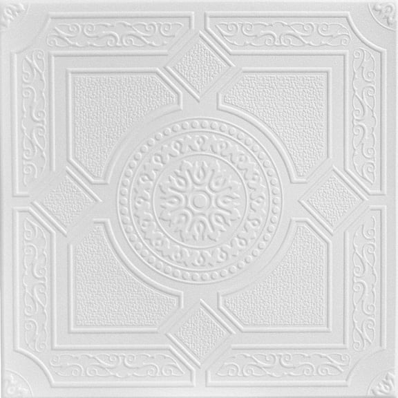 R30 - Kensington Gardens Foam Glue-up Ceiling Tile in Plain White (21.6 Sq.ft / Pack) - 8 Pieces