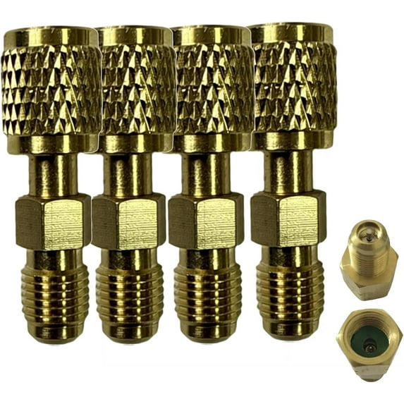 R32 R454B Brass Adapter,1/4" Female to 1/4" Male Reverse Thread Adapter,Zero-Leak Gas Connector for Refrigerant Tanks,Heavy Duty Quick Connect Fittings for R32 R454B Refrigerant Tanks