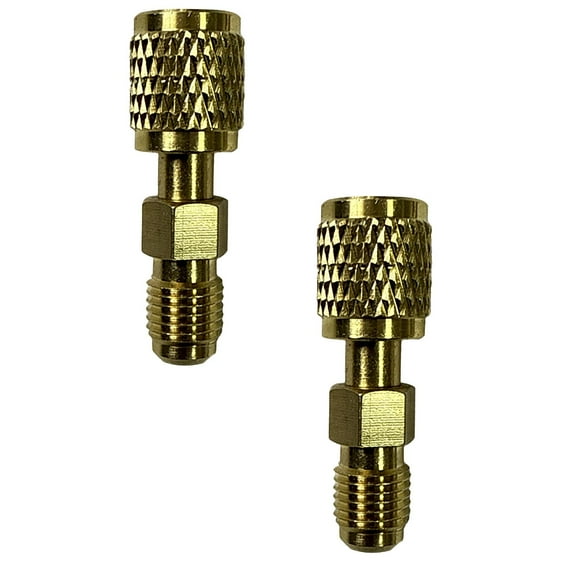 R32 R454B Refrigerant Br Adapter,1/4" Female to 1/4" Male Reverse Thread,for R32 R454B Refrigerant Tanks Mini Split Systems,Vacuum Pump & Gauge Hose Connector,2PCS