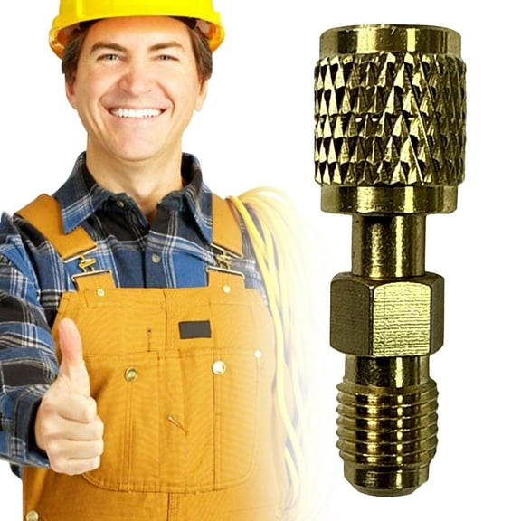 R32 R454B Refrigerant Brass Adapter, Left-Hand Thread 1/4Sae Female to Male R32 R454B Refrigerant Tanks Split Systems Vacuum Pump & Gauge Hose Connector, By Meiiso